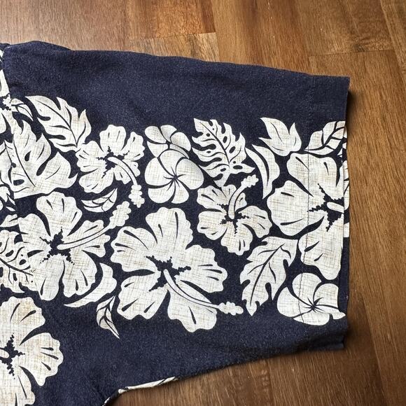 Pineapple Connection Shirt Mens Extra Large Navy Hibiscus Hawaiian Aloha Camp - Picture 7 of 11